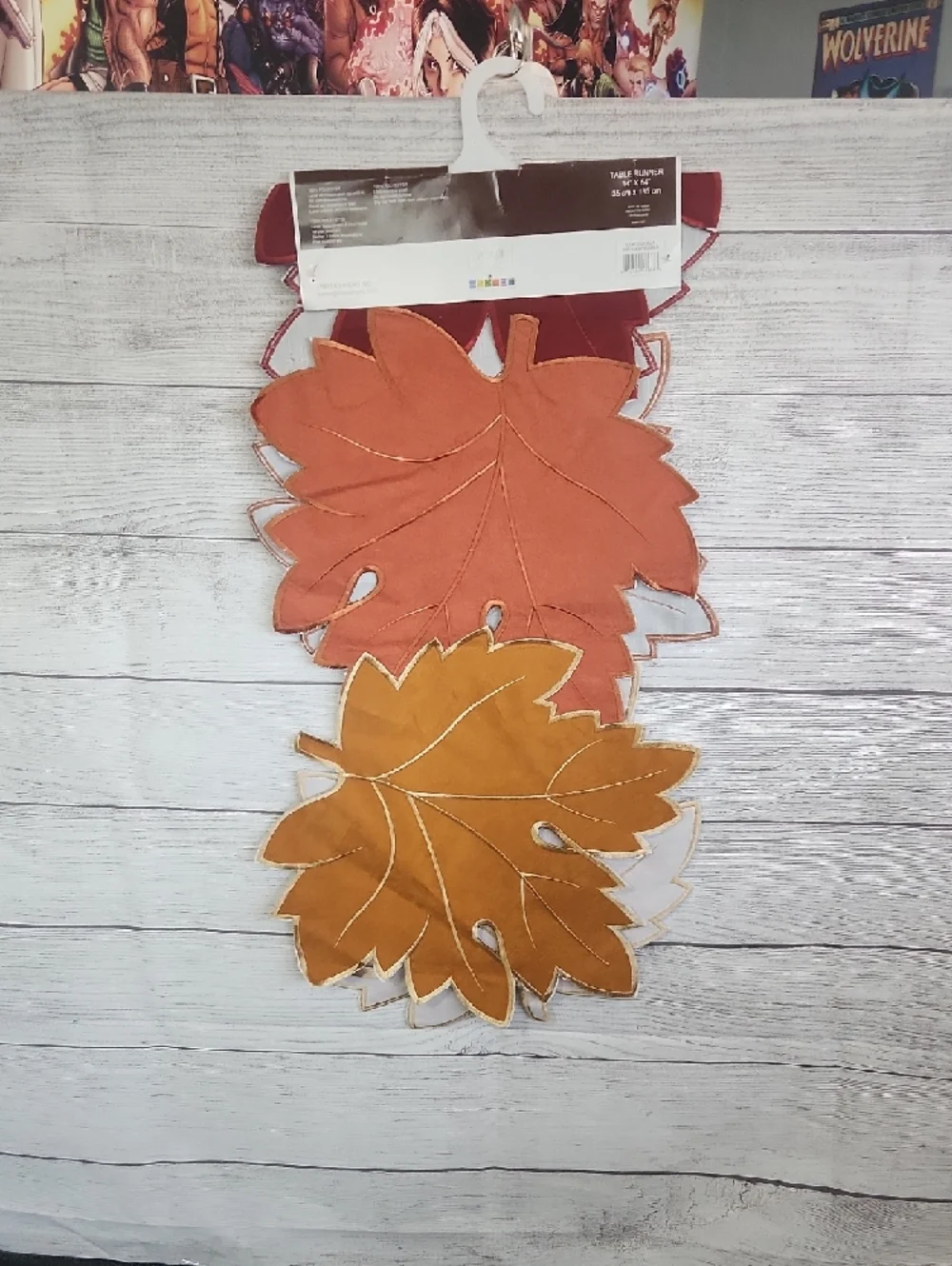 Vogue Leaf Table Runner Set in Burgundy, Rust, Mustard